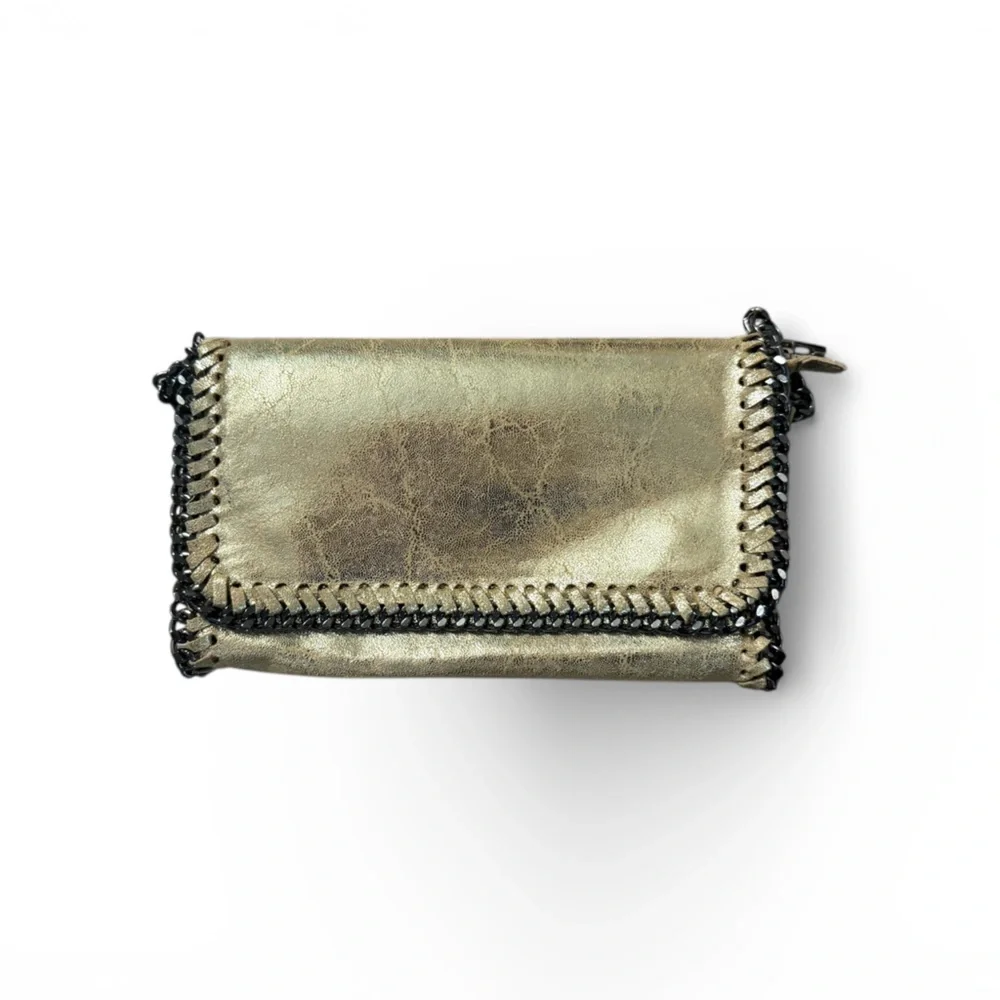 Metallic Gold Crossbody Clutch with Chain Strap